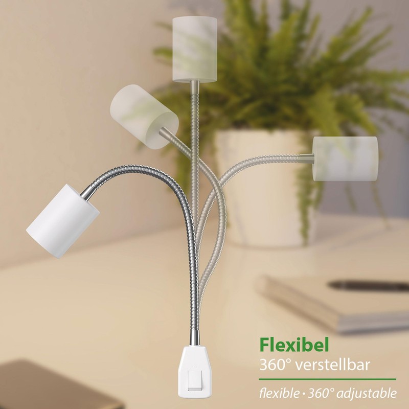 ledscom.de Waika Socket Light/Reading Lamp, Gooseneck, Switch, White, 1x GU10