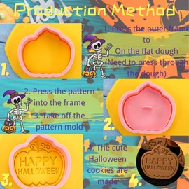 Keepaty Halloween Cookie Cutter Set,8Pcs Halloween Cookie Cutters，Plastic Halloween Cookie Cutter Set - Witch, Ghost, Skull,Black Cat,Woodpecker, Tombstone, Pumpkins,for Kitchen Baking.