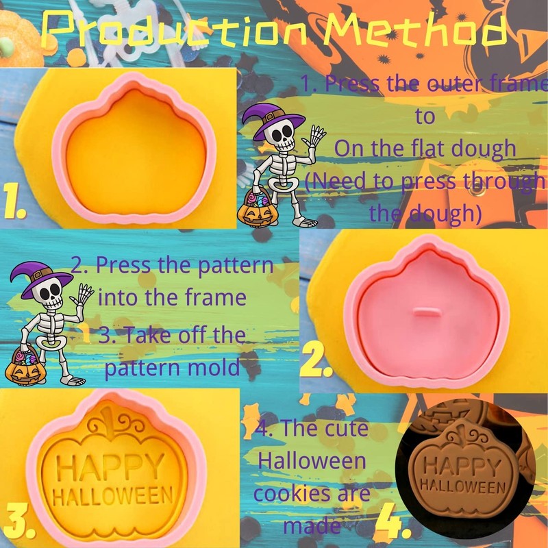 Keepaty Halloween Cookie Cutter Set,8Pcs Halloween Cookie Cutters，Plastic Halloween Cookie