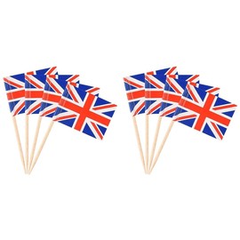 SHATCHI Union Jack Toothpicks British Sandwich Flags Food Cupcake Cocktail Sticks Picks Tableware King's Coronation Party Supplies Pub BBQ Royal Event Décor, 50pcs