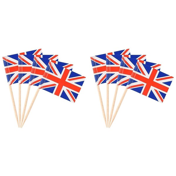 SHATCHI Union Jack Toothpicks British Sandwich Flags Food Cupcake Cocktail Sticks Picks Tableware King's Coronation Party Supplies Pub BBQ Royal Event Décor, 50pcs