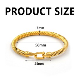 FDEETY Armband Damen Titanium Dreharmband Verstellbare Armkette Armband U Kopf Hakenschließe Personalisierte Armbänder Eleganter Alltagsschmuck Als Kreatives Geschenk Für Frauen(Gold)