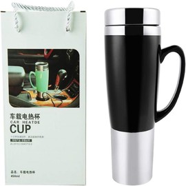 Natudeco 450 ml Car Kettle Car Heat Cup Milk Warmer Highly Efficient Compact Portable for Long Distance Office Home School 12 V (Black)
