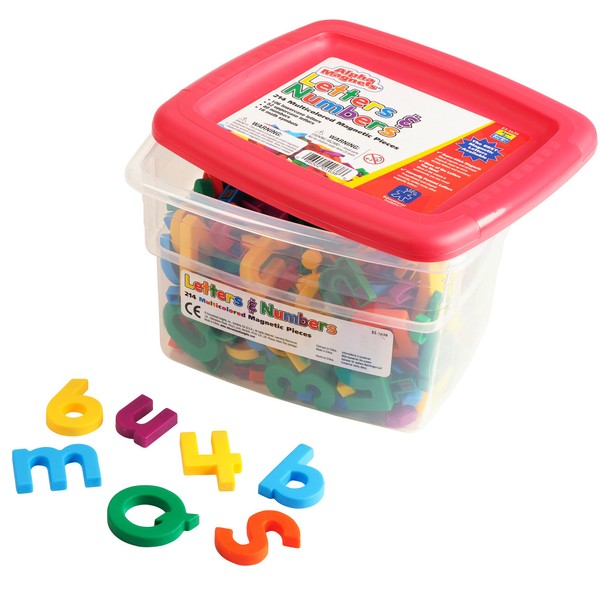 Educational Insights Multicolored Uppercase & Lowercase AlphaMagnets and MathMagnets, Set of 214 Magnetic Letters, Numbers, Punctuation & Math Symbols, Preschool Kindergarten Classroom Must Haves, Ages 3+