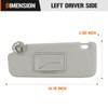 Left Driver Side Sun Visor for 2011-2016 Chevy Cruze Grey