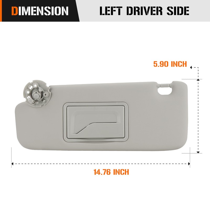 Left Driver Side Sun Visor for 2011-2016 Chevy Cruze Grey