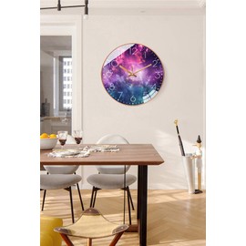 SWECOMZE Silent Wall Clock, 25 cm, Children's Wall Clock, Dial with Galaxy Stars Space Starry Sky, 10 Inch Children's Wall Clock Decoration for Living Room, Children's Room (036)