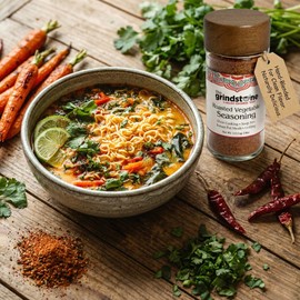 The Grindstone, Roasted Vegetable Seasoning and Spice mix, locally blended rubs and spices for roasting, baking, bbq, 2.8 oz. Glass Jar with Sifter, Pack of 2