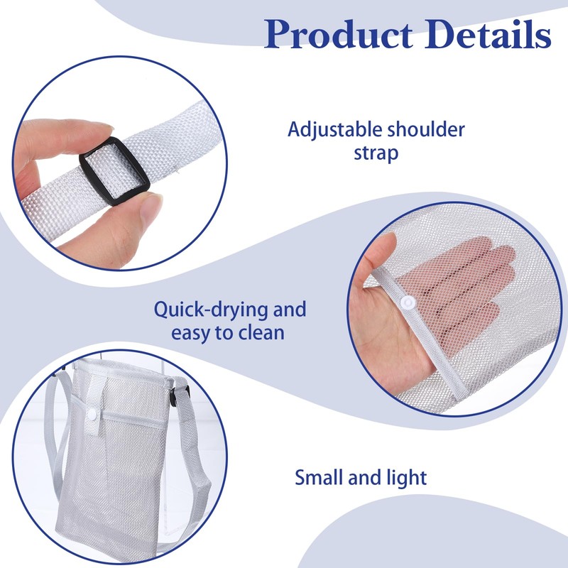3 PCS Mesh Water Bottle Holder with Strap and Pocket,