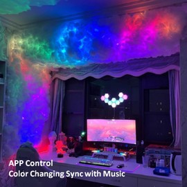 Tixtivn Creative 3D Thundercloud LED Light,DIY Cloud Atmosphere Light Colorful Changing Sync with Music,Decoration for Gaming Room Ceiling Bedroom Bar Club,Recommended Layout 20 to 22 Square Feet
