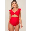 PinkBlush Red Cutout Flutter One Piece Maternity Swimsuit