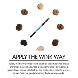 Wink Brow Perfecting Quad - Smudge-Proof Cosmetic Brow Powders with Nourishing Pomade for Flawless Brow Makeup Application - Shade: Light