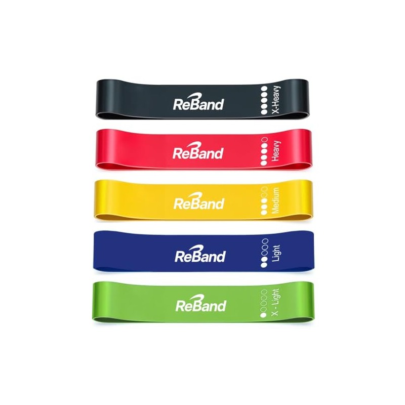 ReBand Resistance Bands Set, 5 Levels (10-40 lbs), 300mm x