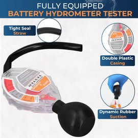 Autolumen Battery Hydrometer - Professional Battery Acid Tester for 6V, 12V, 24V Batteries, Accurately Measures Electrolyte Gravity for Vehicle Cell Health, Rapid Detection Tool for Maintenance