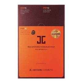 JAYJUN Real Water Brightening Black Mask, Pack of 10 Sheets, 25ml, 0.84 fl. oz., Brightening, Hydrating, Sheet Mask, 3 Step