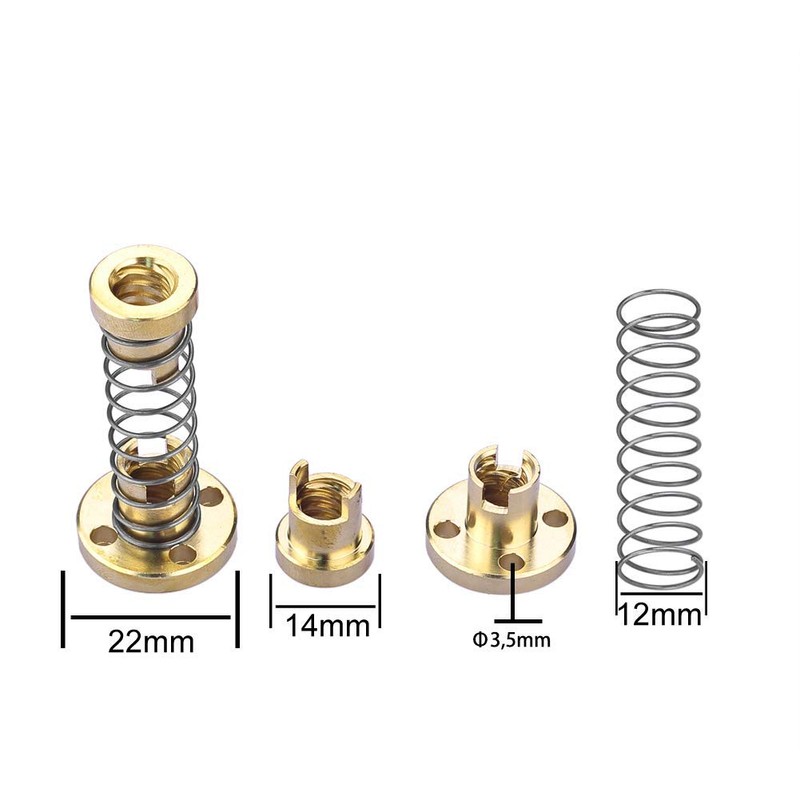 S SIENOC T8 Spring-Loaded Nut for Trapezoidal Thread Rod of