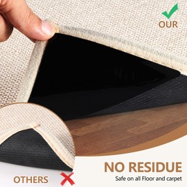 Non-Slip Rug Clips 8-Pack, for Wood and Tile Floors, Double-Sided Reusable,Rug Corner Clips to Prevent Corners from Curling, Easy to Install Rug Stickers for Area Rugs