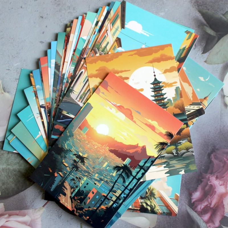 HCHES 50 Sheets Landscapes Postcards Set Travel Poster Artistic Assorted