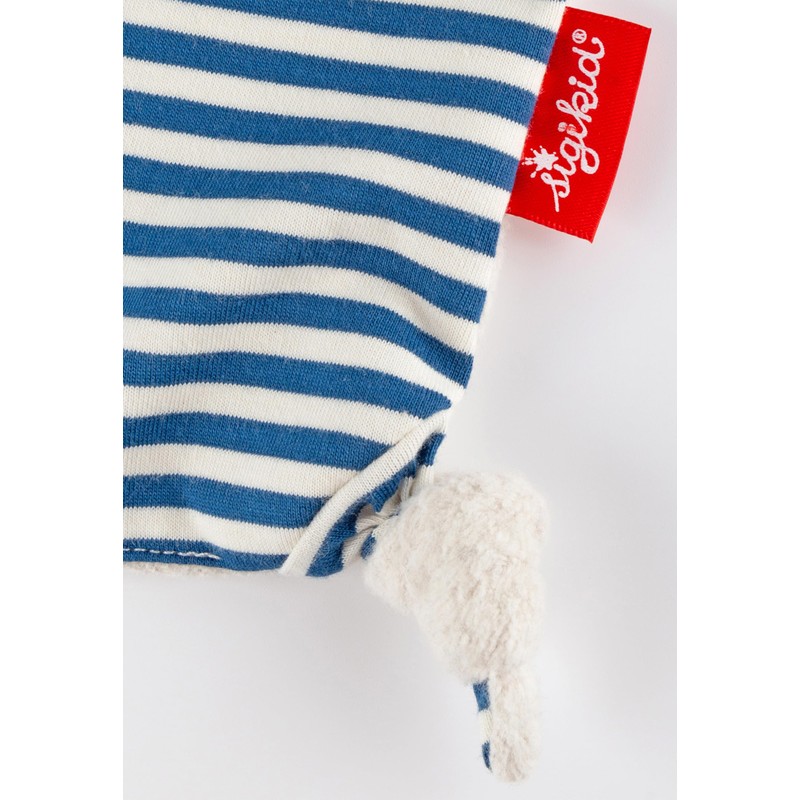 Sigikid Comforter Dog (White with Dark Blue Stripes)