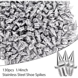 ‎YUNVI 1/4 Inch Track Spikes, 130pcs Stainless Steel Pyramid Shoe Spikes with Spike