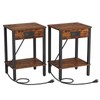 VIMBER Set of 2 End Table with Charging Station, Narrow
