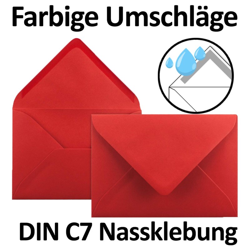 FarbenFroh Envelope with Pointed Flap, DIN C7, Wet Seal, Small