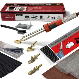 JOUNJIP Plastic Welding Kit Deluxe -UL Certified Plastic Welder 80W Iron- Professional Grade Plastic Repair Kit for Automotive Car Bumper, Kayak, Tank Repair