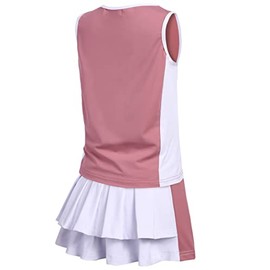 Zaclotre Girls Tennis Golf Dress Outfit Sleeveless Tank Top and Skorts Sets Sport Skirt with Shorts Dark Pink
