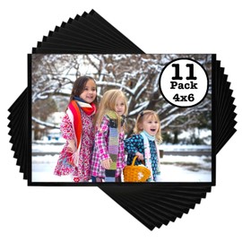 Iconikal Magnetic Picture Frame Photo Sleeves for 4x6 Pictures - Set of 11 - Easy Slide-in Display Pockets for Refrigerator & Metal Surfaces - Durable Filing Cabinet & Memo Holders