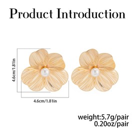 KBRPEY Earrings for Women Metal Floral Stud Earrings Flower Drop Piercing Earrings Flowers Pearl Earrings Hypoallergenic Gift Fashion Jewellery for Party Wedding Engagement, Zinc