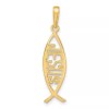 BillyTheTree Jewelry 10k Yellow Gold Ichthus Fish with Jesus Pendant