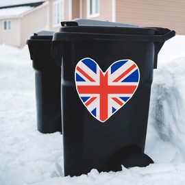 Azeeda 'Union Jack Heart' White Premium Vinyl Decal Sticker – Waterproof, Durable & Easy to Apply - Ideal for Car Bumpers, Windows, Bins and More (DW00121355)