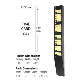 Lathem Expanding Time Card Rack for 7" Cards, 25 Pockets, Black Plastic, Mounting Hardware (25-7EX)