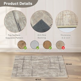 Office Chair Mat for Hardwood Floor&Tile Floor,36"X 48" Heavy Duty Desk Chair Mat for Hard Floors, Under Desk Rug for Rolling Computer Chair,Anti Slip,Low Pile Carpet Floor Protector-Khaki