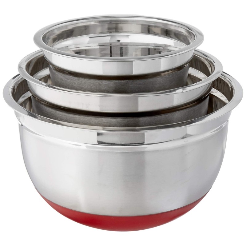 Cook Pro Stainless Steel Mixing Bowls with Non-Skid Base, Set