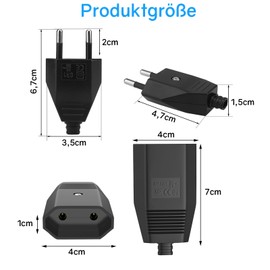 Powice Pack of 4 Euro Plug Flat, Euro Plug Flat, Euro Coupling, Plug 250 V, 2.5 A Plug 2 Pin, Euro Coupling Flat, Euro Plug Coupling, Schuko Plug European Plug (Black)