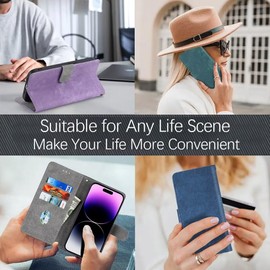 SEAHAI Leather Flip Case for TCL 50 Pro NXTPAPER 5G, Premium PU Wallet Book Folio Ultra-thin Shockproof Cover Kickstand with Credit Card Slots/RFID Protection/Magnetic Close - Blue