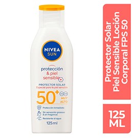 Protector Solar Corporal NIVEA SUN Protección & Piel Sensible FPS 50+ 125Ml, Sin Fragancia