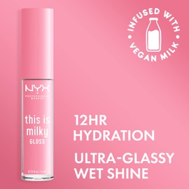 NYX PROFESSIONAL MAKEUP This Is Milky Gloss, Vegan Lip Gloss, 12 Hour Hydration - Milk It Pink (Sheer Baby Pink)