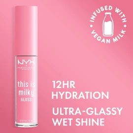 NYX PROFESSIONAL MAKEUP This Is Milky Gloss, Vegan Lip Gloss, 12 Hour Hydration - Milk It Pink (Sheer Baby Pink)