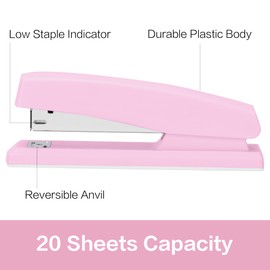 Deli Stapler, Desktop Stapler, 2 Pack, Office Stapler, 25 Sheet Capacity, Includes 2000 Staples and 2 Staple Removers, 2 Pack,Pink