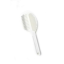 Gadjit Pasta Strain and Serve (Pack of 2) - Pot Strainer, Two-Sided Kitchen Tool, One Side Strains Liquids From Pasta or Vegetables, the Other Side Lifts and Serves Noodles (White)