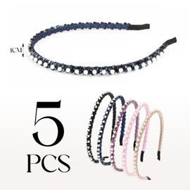 BOFUNX 5 Stücke Damen Haarreif Perlen Haarband Strasssteine Stirnbänder Trachten Dünn Haarreif Dirndl Haarschmuck für Oktoberfest Party Alltag