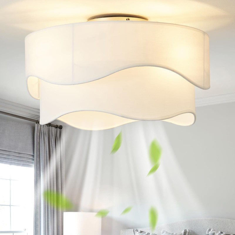 DSYBRI Flush Mount Ceiling Fan with Lights, 20" Low Profile