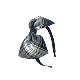 ClassExceed School Headband, Plaid bow headband, back to school, available in variety of school plaids (Plaid 80 White Green yellow, Regular)