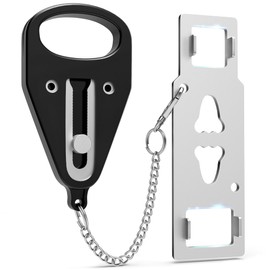 Portable Door Lock Security 1-Pack Hotel Door Lock Latch for Apartment Door Security Lock, Airbnb, College Dorm Lock, Hotel, School – Additional Home Safety Lock for Front Door(Black)