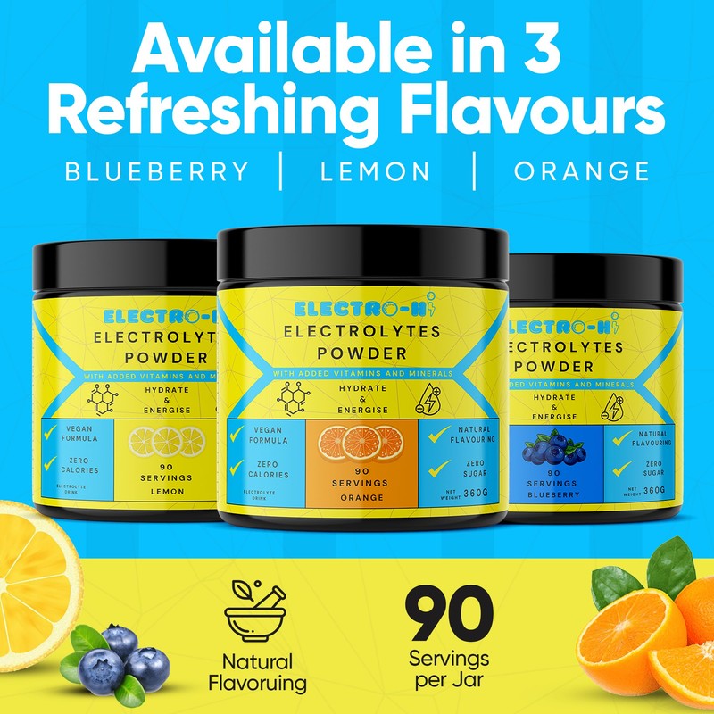 Electro-Hi Electrolyte Powders - Blueberry Flavour Ultimate Hydration with Keto-Friendly,