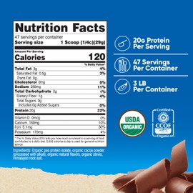 Nutricost Organic Pea Protein Powder (3 LBS) Chocolate - Certified USDA Organic, Protein from Plants, Vegetarian Friendly, Gluten Free, Non-GMO