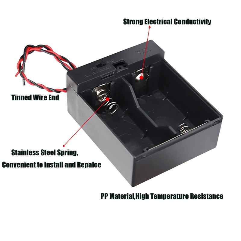 hrsyyl 2pcs D Size Battery Holder 2 Slot D Cell