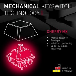 Cherry MX 3.0S Wireless Mechanical Gaming Keyboard. Aluminum Housing Built for Gamers w/MX Brown or Red Switches. RGB Backlit Color Display Over 16m Colors. (Black w/MX Red Switches)